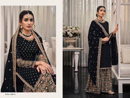 Traditional Wear Embroidery Work Palazzo Suit Georgette Pakistani Salwar Suit For Womens