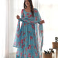 PURE SOFT FOX GEORGETTE FLORAL PRINT FABRIC FULLY FLAIR ANARKALI,WITH DUPPTA SET,PENT READY TO WEAR