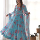 PURE SOFT FOX GEORGETTE FLORAL PRINT FABRIC FULLY FLAIR ANARKALI,WITH DUPPTA SET,PENT READY TO WEAR