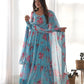 PURE SOFT FOX GEORGETTE FLORAL PRINT FABRIC FULLY FLAIR ANARKALI,WITH DUPPTA SET,PENT READY TO WEAR