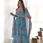 PURE SOFT FOX GEORGETTE FLORAL PRINT FABRIC FULLY FLAIR ANARKALI,WITH DUPPTA SET,PENT READY TO WEAR