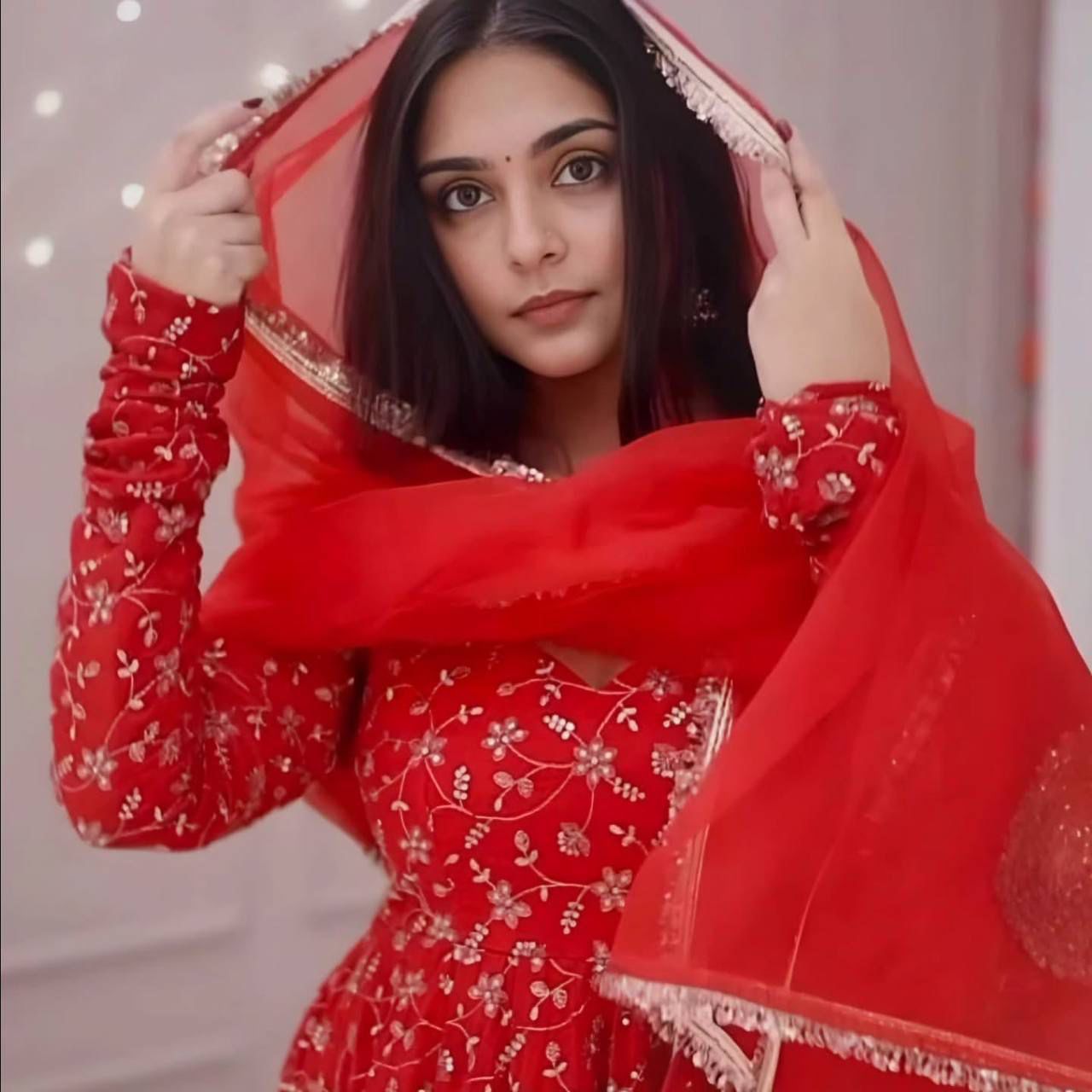 Women's Anarkali Suit Set - Heavy Blooming Georgette with Embroidery & Sequins, Full Sleeve, 4m Flair with Canvas Patta, Micro Cotton Inner, Matching Pant & Dupatta