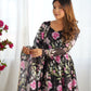 PURE SOFT ORGANZA SILK FABRIC FULLY FLAIR KALI PATTERN AND CANVAS PATTA WITH DUPPTA SET, PANT READY TO WEAR