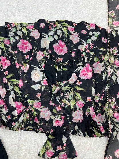 PURE SOFT ORGANZA SILK FABRIC FULLY FLAIR KALI PATTERN AND CANVAS PATTA WITH DUPPTA SET, PANT READY TO WEAR