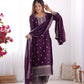 BEAUTIFUL PURE CHINON SILK FABRIC STRAIGHT FIT KURTA WITH DUPPTA SET, TROUSERS, READY TO WEAR