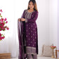 BEAUTIFUL PURE CHINON SILK FABRIC STRAIGHT FIT KURTA WITH DUPPTA SET, TROUSERS, READY TO WEAR