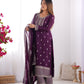 BEAUTIFUL PURE CHINON SILK FABRIC STRAIGHT FIT KURTA WITH DUPPTA SET, TROUSERS, READY TO WEAR
