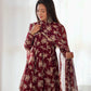 PURE FOX GEORGETTE MULTI FLORAL PRINT FABRIC FULLY FLAIR ANARKALI, WITH DUPPTA SET, PENT READY TO WEAR