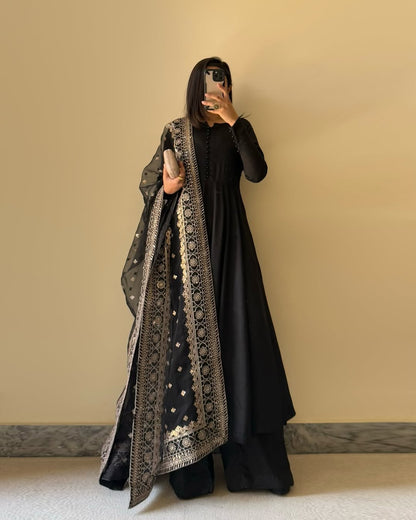BEAUTIFUL PURE FOX GEORGETTE FABRIC  KURTA WITH DUPPTA SET,PLAZZO READY TO WEAR