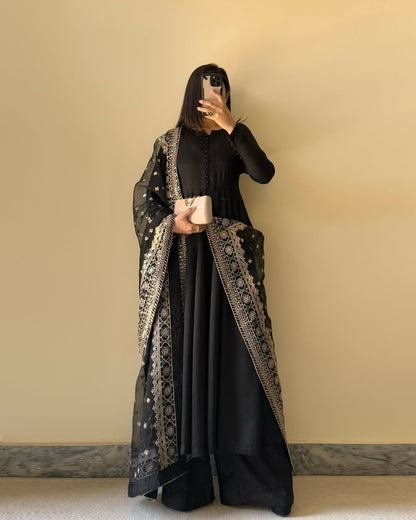 BEAUTIFUL PURE FOX GEORGETTE FABRIC  KURTA WITH DUPPTA SET,PLAZZO READY TO WEAR