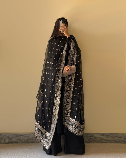 BEAUTIFUL PURE FOX GEORGETTE FABRIC  KURTA WITH DUPPTA SET,PLAZZO READY TO WEAR