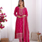 BEAUTIFUL PURE CHINON SILK FABRIC STRAIGHT FIT KURTA WITH DUPPTA SET, TROUSERS, READY TO WEAR