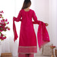 BEAUTIFUL PURE CHINON SILK FABRIC STRAIGHT FIT KURTA WITH DUPPTA SET, TROUSERS, READY TO WEAR