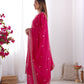 BEAUTIFUL PURE CHINON SILK FABRIC STRAIGHT FIT KURTA WITH DUPPTA SET, TROUSERS, READY TO WEAR