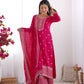 BEAUTIFUL PURE CHINON SILK FABRIC STRAIGHT FIT KURTA WITH DUPPTA SET, TROUSERS, READY TO WEAR