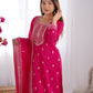 BEAUTIFUL PURE CHINON SILK FABRIC STRAIGHT FIT KURTA WITH DUPPTA SET, TROUSERS, READY TO WEAR