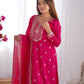 BEAUTIFUL PURE CHINON SILK FABRIC STRAIGHT FIT KURTA WITH DUPPTA SET, TROUSERS, READY TO WEAR
