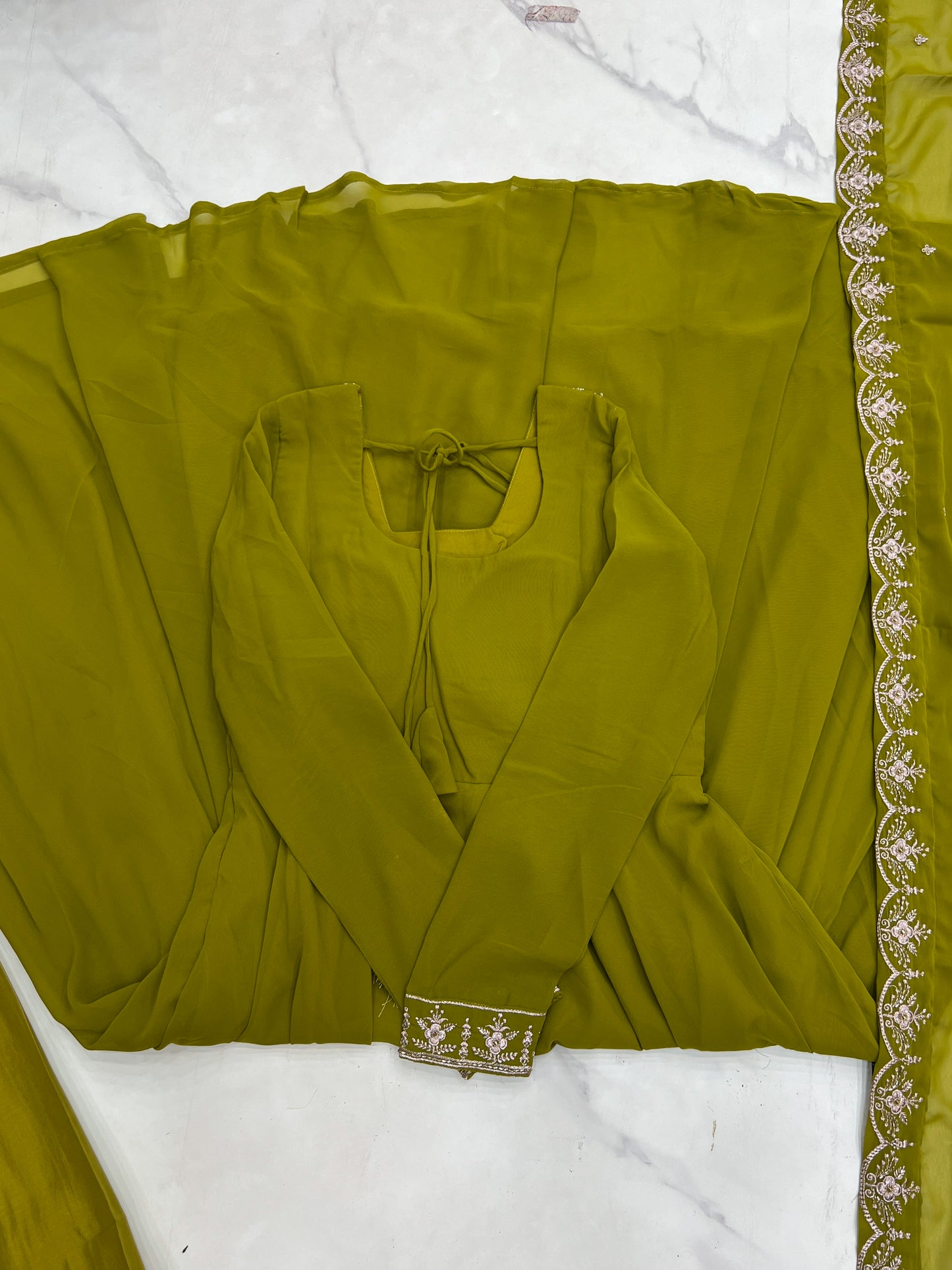 PURE SOFT FOX GEORGETTE FABRIC FULLY FLAIR ANARKALI, WITH DUPPTA SET, PENT READY TO WEAR