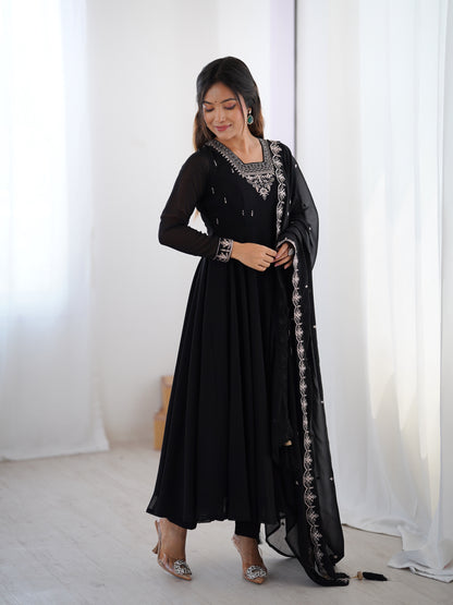 PURE SOFT FOX GEORGETTE FABRIC FULLY FLAIR ANARKALI, WITH DUPPTA SET, PENT READY TO WEAR