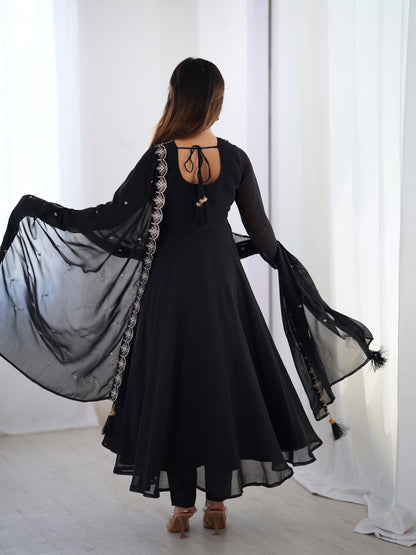 PURE SOFT FOX GEORGETTE FABRIC FULLY FLAIR ANARKALI, WITH DUPPTA SET, PENT READY TO WEAR