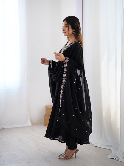PURE SOFT FOX GEORGETTE FABRIC FULLY FLAIR ANARKALI, WITH DUPPTA SET, PENT READY TO WEAR