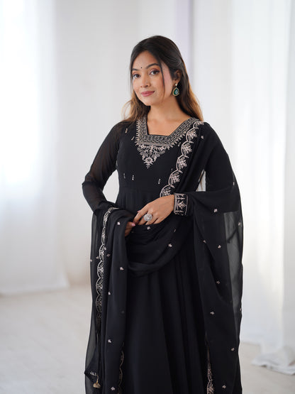 PURE SOFT FOX GEORGETTE FABRIC FULLY FLAIR ANARKALI, WITH DUPPTA SET, PENT READY TO WEAR