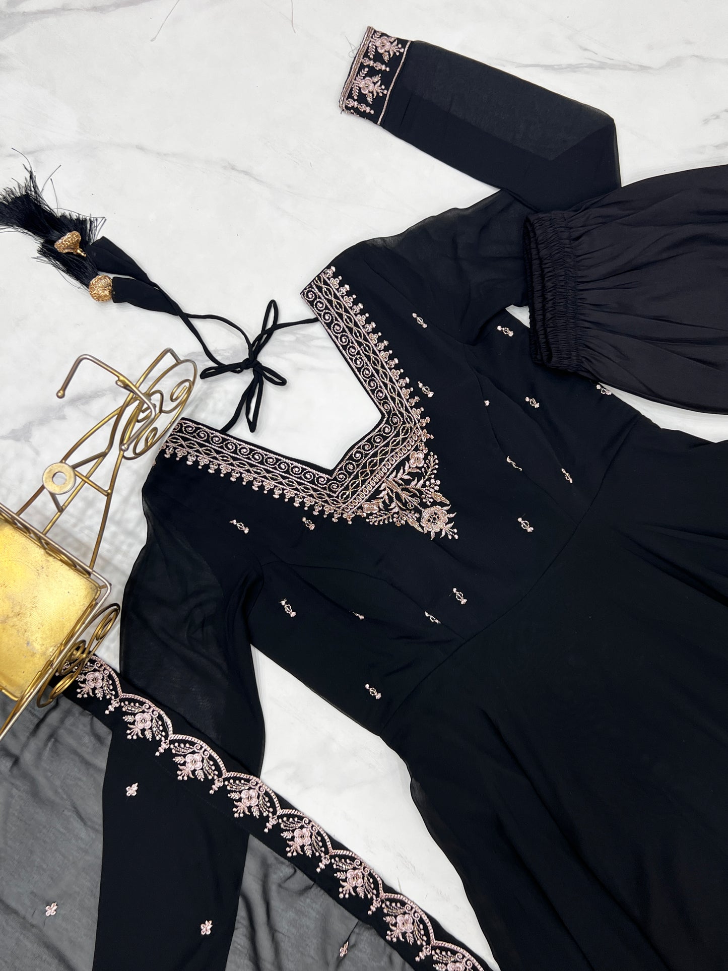 PURE SOFT FOX GEORGETTE FABRIC FULLY FLAIR ANARKALI, WITH DUPPTA SET, PENT READY TO WEAR