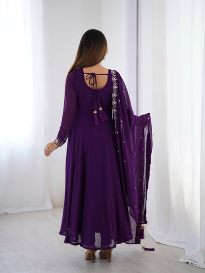 PURE SOFT FOX GEORGETTE FABRIC FULLY FLAIR ANARKALI, WITH DUPPTA SET, PENT READY TO WEAR