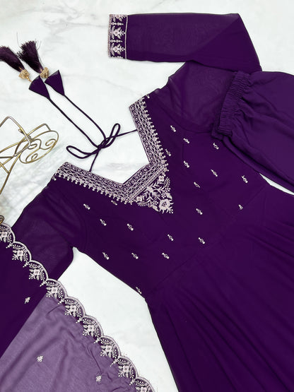 PURE SOFT FOX GEORGETTE FABRIC FULLY FLAIR ANARKALI, WITH DUPPTA SET, PENT READY TO WEAR