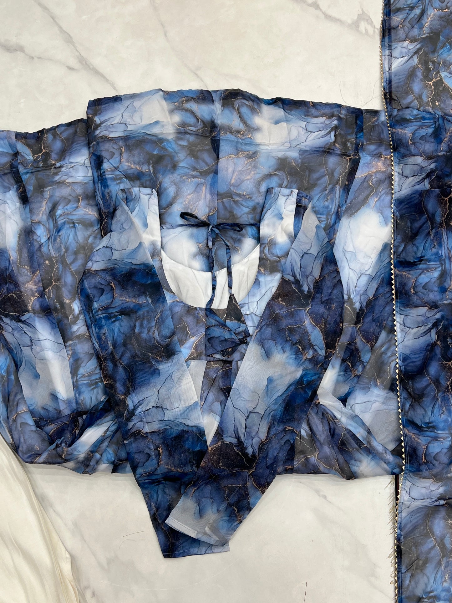 PURE SOFT ORGANJA SILK MARBLE PRINT FABRIC FULLY FLAIR KALI PATTERN AND CANVAS PATTA WITH DUPPTA SET,PENT READY TO WEAR