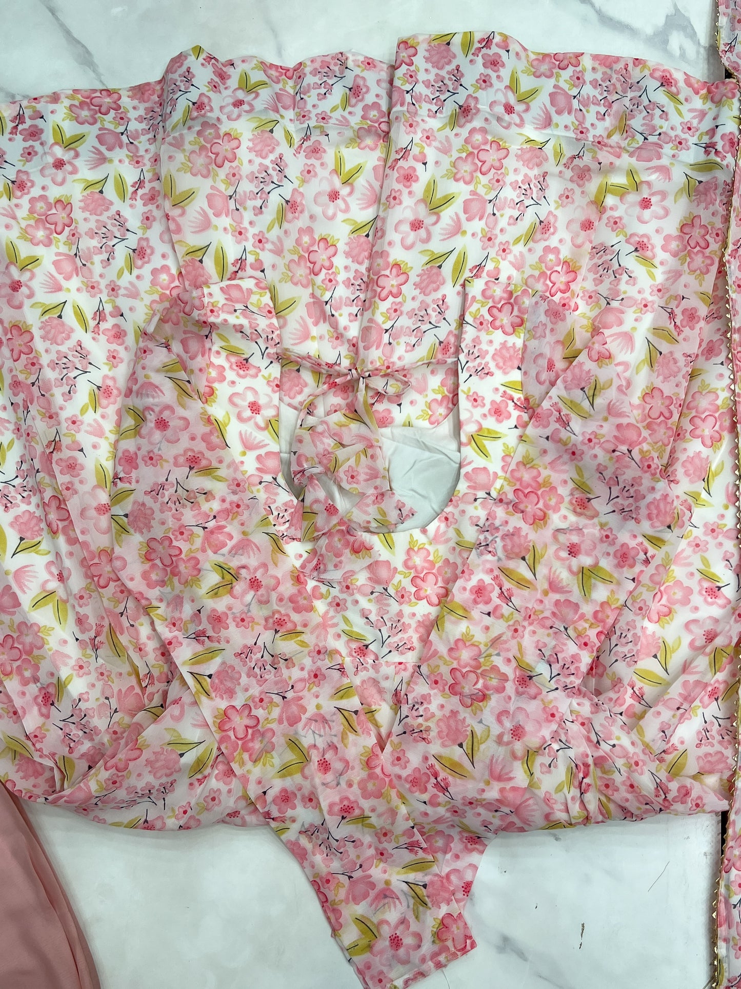 PURE ORANGE CHIFFON FLORAL PRINT FABRIC FULLY FLAIR ANARKALI, WITH DUPPTA SET, PENT READY TO WEAR