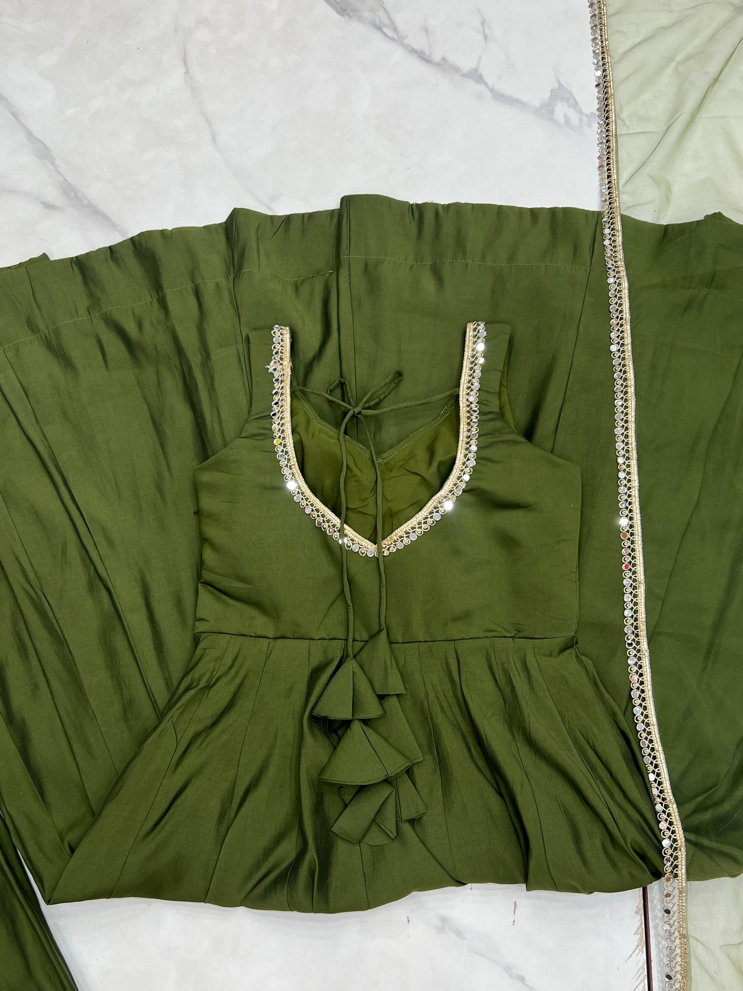 PURE ROMANSILK CHANDERI FABRIC FULLY FLAIR ANARKALI, WITH DUPPTA SET, PENT READY TO WEAR