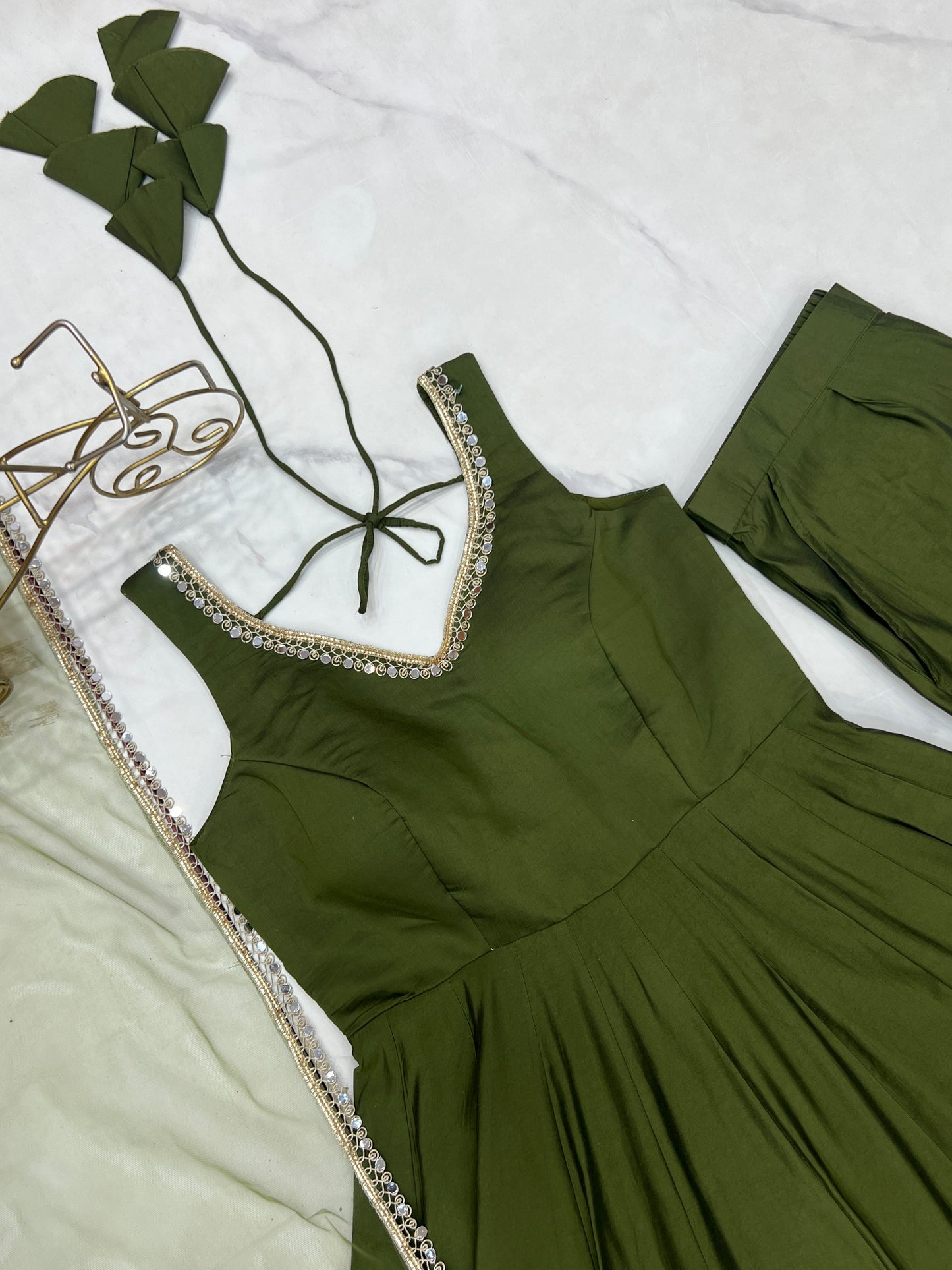 PURE ROMANSILK CHANDERI FABRIC FULLY FLAIR ANARKALI, WITH DUPPTA SET, PENT READY TO WEAR