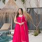 PURE ROMANSILK CHANDERI FABRIC FULLY FLAIR ANARKALI, WITH DUPPTA SET, PENT READY TO WEAR