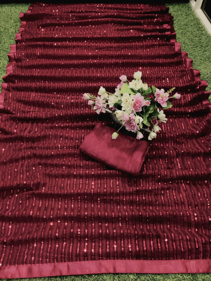 Beautiful Georgette Special Edition Sequence Work  Wedding Wear Saree With Blouse Piece