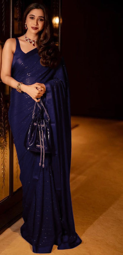 Beautiful Georgette Special Edition Sequence Work  Wedding Wear Saree With Blouse Piece