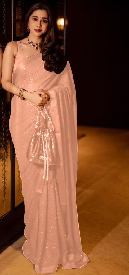 Beautiful Georgette Special Edition Sequence Work  Wedding Wear Saree With Blouse Piece