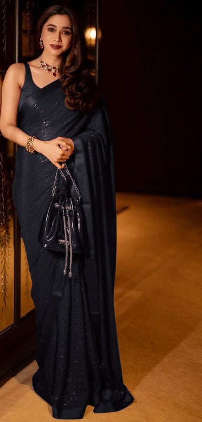 Beautiful Georgette Special Edition Sequence Work  Wedding Wear Saree With Blouse Piece