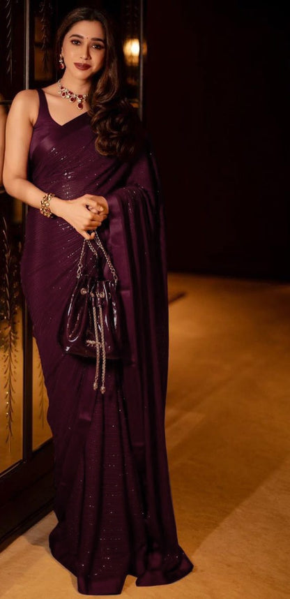 Beautiful Georgette Special Edition Sequence Work  Wedding Wear Saree With Blouse Piece