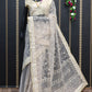 Fancy Bollywood Type Sequence Embellished Net Fabric Off White Colour Saree With Blouse KT-259 By Dealbazaars