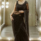 Amusing Black Georgette Fancy Sequins Work Party Wear Saree With Blouse KT-299 By Dealbazaars