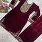 Designer Heavy Viscose Velvet Suit Set with Full Embroidery & Sequins Work Fully Stitched Top and Pant for Women Party & Wedding Wear
