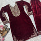 Designer Heavy Viscose Velvet Suit Set with Full Embroidery & Sequins Work Fully Stitched Top and Pant for Women Party & Wedding Wear