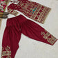 Women’s Natural Crepe Embroidered Dhoti Set with Dupatta | Sequence Work | Fully Stitched Top & Dhoti Style Bottom | Festive & Party Wear