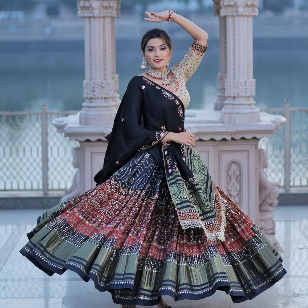Lehenga choli dupatta Exclusive Butter Silk chaniya Choli With Digital Dealbazaarsonline