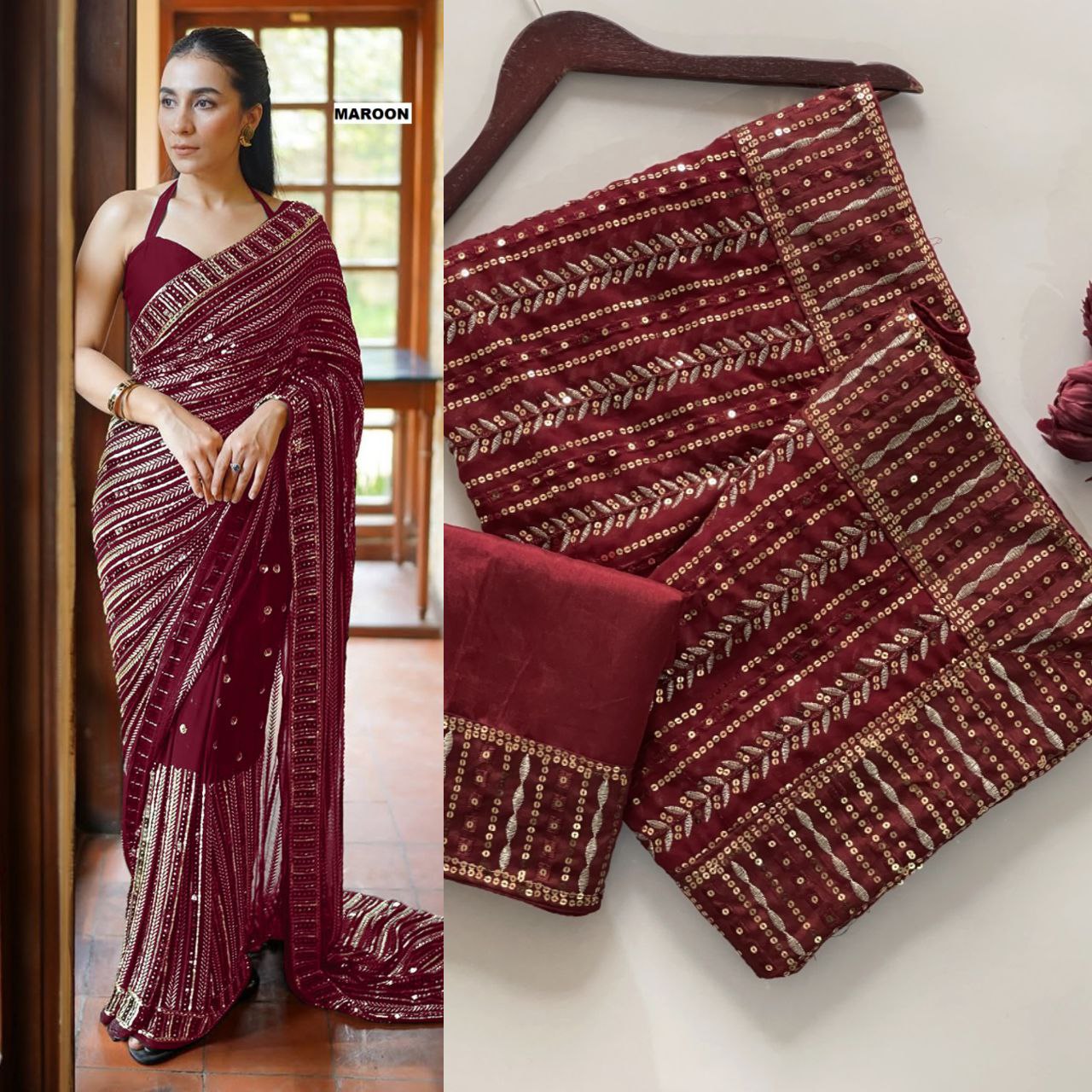 Bollywood glamour with our Dazzling Diva saree a masterpiece crafted from premium 60-gram heavy Georgette fabric