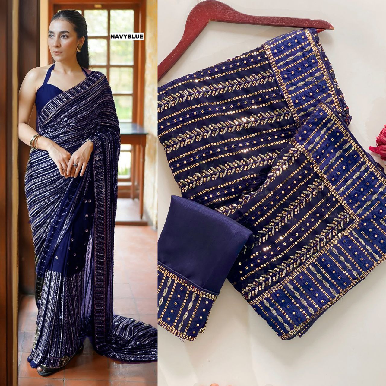 Bollywood glamour with our Dazzling Diva saree a masterpiece crafted from premium 60-gram heavy Georgette fabric