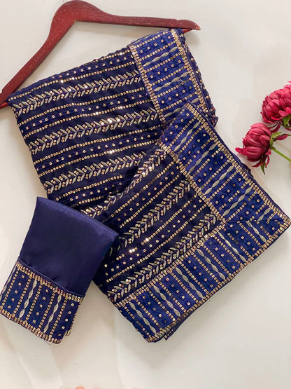 Bollywood glamour with our Dazzling Diva saree a masterpiece crafted from premium 60-gram heavy Georgette fabric