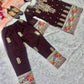 Brown Color Launching New Designer Party Wear Look Top , Pant and Dupatta