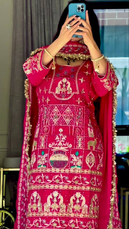 Women’s Natural Crepe Embroidered Dhoti Set with Dupatta | Sequence Work | Fully Stitched Top & Dhoti Style Bottom | Festive & Party Wear